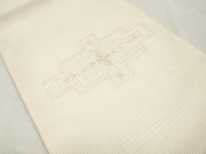 平和屋着物＊夏物　九寸開き名古屋帯　ドロンワーク　抽象文　正絹　逸品　CABL7814tx