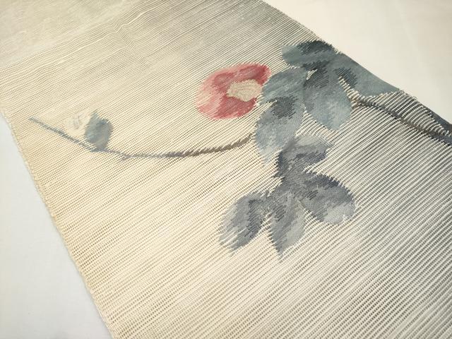平和屋着物＊夏物　八寸名古屋帯　枝椿文　金銀糸　正絹　逸品　CABL7817tx