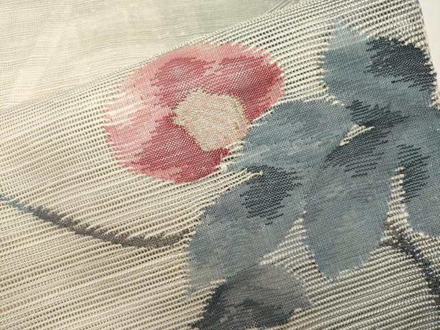 平和屋着物＊夏物　八寸名古屋帯　枝椿文　金銀糸　正絹　逸品　CABL7817tx