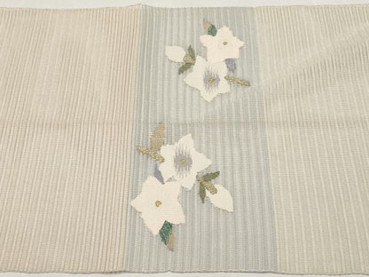 平和屋着物＊夏物　八寸名古屋帯　絽綴れ　草花文　金銀糸　正絹　逸品　CABL7819tx