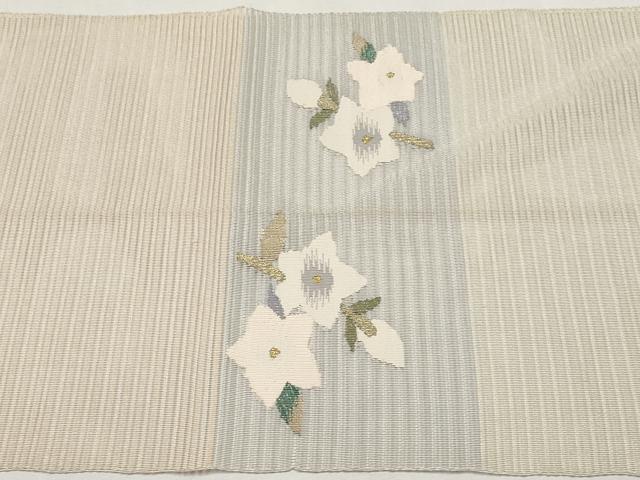 平和屋着物＊夏物　八寸名古屋帯　絽綴れ　草花文　金銀糸　正絹　逸品　CABL7819tx