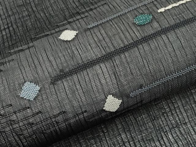 平和屋着物＊夏物　九寸名古屋帯　横段文　黒地　正絹　逸品　CABL7850tx