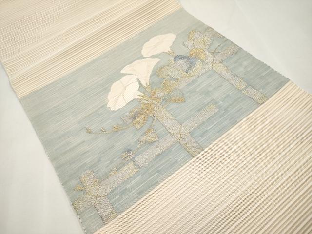 平和屋着物＊夏物　八寸名古屋帯　絽綴れ　朝顔　金銀糸　正絹　逸品　CABL7852tx