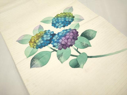 平和屋着物＊夏物　絽塩瀬　九寸開き名古屋帯　紫陽花　正絹　逸品　CABL7865tx