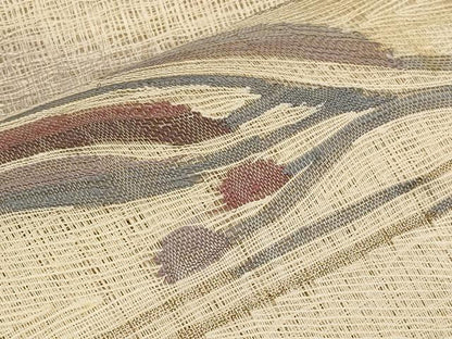 平和屋着物＊夏物　太鼓柄袋帯　櫛織　枝花文　金銀糸　正絹　逸品　CABL7891tx