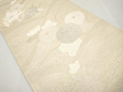 平和屋着物＊夏物　六通柄袋帯　唐織　草花文　銀糸　そごう扱い　正絹　逸品　CABL7892tx