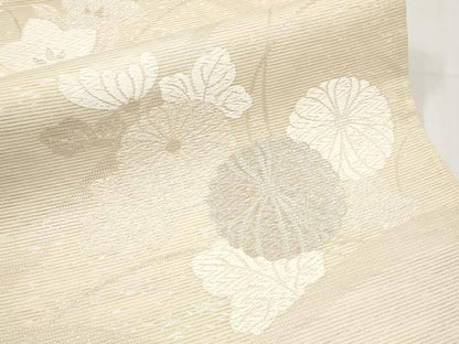 平和屋着物＊夏物　六通柄袋帯　唐織　草花文　銀糸　そごう扱い　正絹　逸品　CABL7892tx