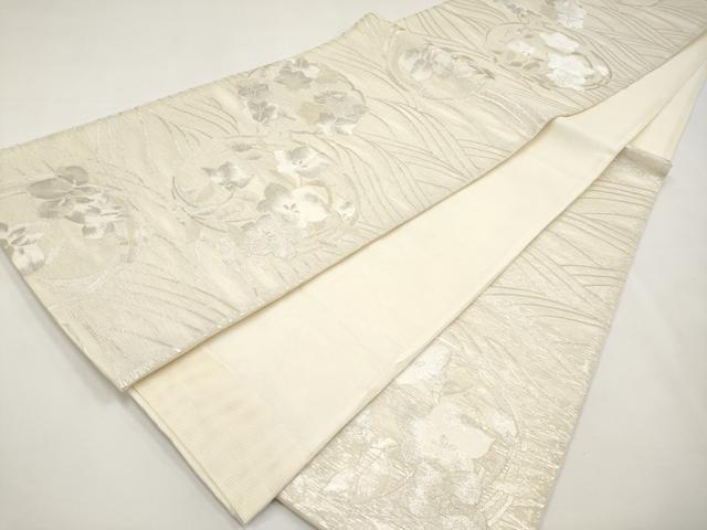 平和屋着物＊夏物　六通柄袋帯　花丸文　銀糸　正絹　逸品　CABL7895tx