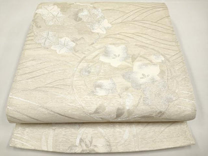 平和屋着物＊夏物　六通柄袋帯　花丸文　銀糸　正絹　逸品　CABL7895tx