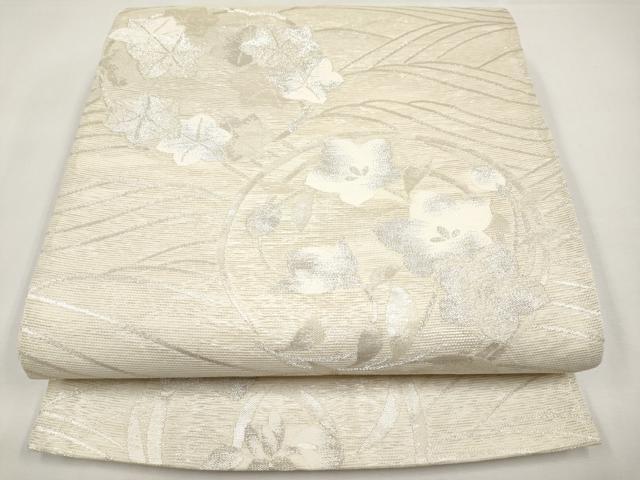平和屋着物＊夏物　六通柄袋帯　花丸文　銀糸　正絹　逸品　CABL7895tx