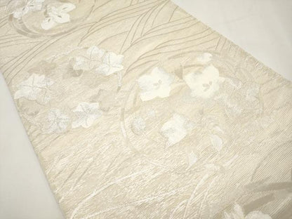 平和屋着物＊夏物　六通柄袋帯　花丸文　銀糸　正絹　逸品　CABL7895tx