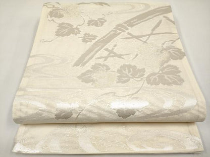 平和屋着物＊夏物　六通柄袋帯　籬蔦の葉文　銀糸　正絹　逸品　CABL7896tx