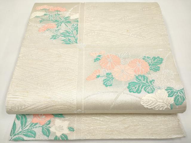 平和屋着物＊夏物　六通柄　本袋帯　草花文　銀糸　正絹　逸品　CABL7900tx