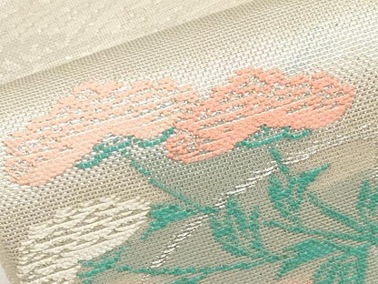 平和屋着物＊夏物　六通柄　本袋帯　草花文　銀糸　正絹　逸品　CABL7900tx