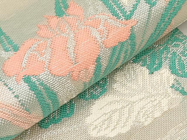 平和屋着物＊夏物　六通柄　本袋帯　草花文　銀糸　正絹　逸品　CABL7900tx