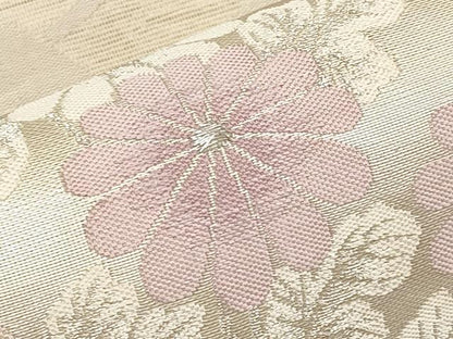 平和屋着物＊夏物　六通柄袋帯　流水扇面花文　銀糸　正絹　逸品　CABL7971tx