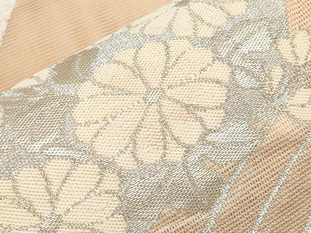 平和屋着物＊夏物　六通柄袋帯　地紙花文　銀糸　正絹　逸品　CABL7973tx