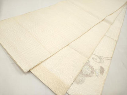 平和屋着物＊夏物　太鼓柄袋帯　櫛織　流水枝花文　銀糸　正絹　逸品　CABL7975tx
