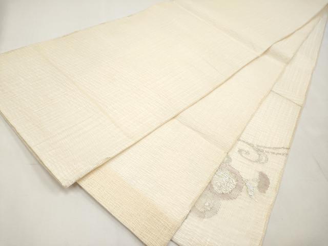 平和屋着物＊夏物　太鼓柄袋帯　櫛織　流水枝花文　銀糸　正絹　逸品　CABL7975tx