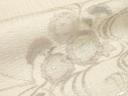 平和屋着物＊夏物　太鼓柄袋帯　櫛織　流水枝花文　銀糸　正絹　逸品　CABL7975tx