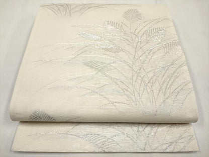 平和屋着物＊夏物　六通柄袋帯　草木文　銀糸　正絹　逸品　CABL7977tx