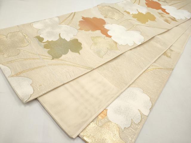 平和屋着物＊夏物　六通柄袋帯　枝葉文　金銀糸　正絹　逸品　CABL7978tx