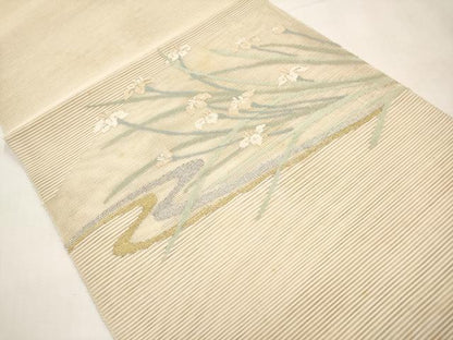 平和屋着物＊夏物　太鼓柄袋帯　絽綴れ　杜若　金銀糸　正絹　逸品　CABL7983tx