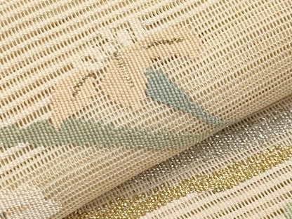 平和屋着物＊夏物　太鼓柄袋帯　絽綴れ　杜若　金銀糸　正絹　逸品　CABL7983tx