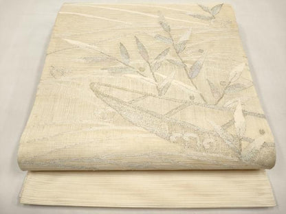 平和屋着物＊夏物　太鼓柄袋帯　絽綴れ　舟草木文　金銀糸　正絹　逸品　CABL7984tx