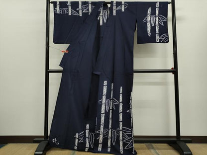 平和屋着物∴夏物　訪問着・浴衣兼用　絵羽浴衣　有松鳴海絞り　笹竹文　綿　逸品　CABL8006ze