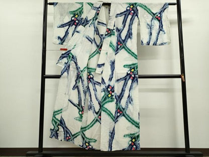 平和屋着物∴夏物　浴衣　有松鳴海絞り　草木文　綿　逸品　CABL8007ze