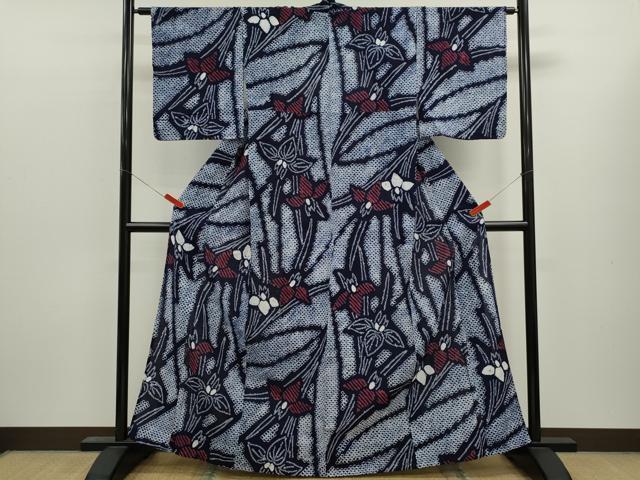 平和屋着物∴夏物　浴衣　有松鳴海絞り　燕子花　綿　逸品　CABL8010ze