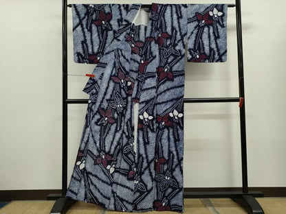 平和屋着物∴夏物　浴衣　有松鳴海絞り　燕子花　綿　逸品　CABL8010ze