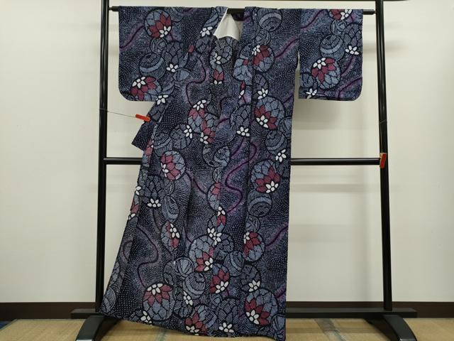 平和屋着物∴夏物　浴衣　有松鳴海絞り　鞠花文　綿　逸品　未使用　CABL8012ze