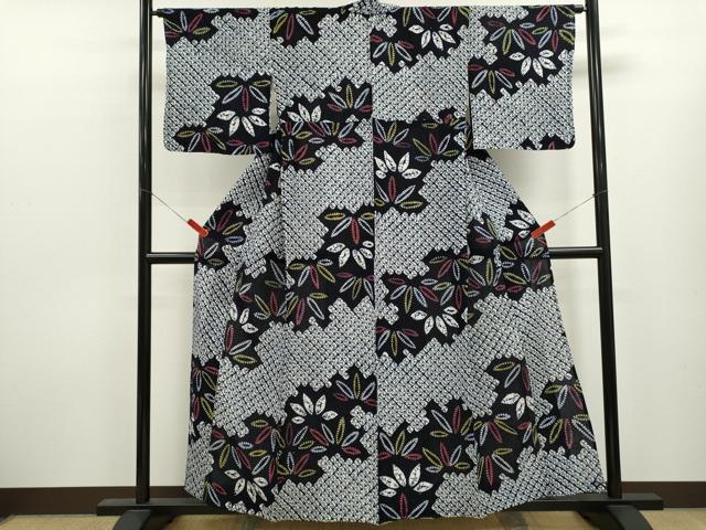 平和屋着物∴夏物　浴衣　有松鳴海絞り　笹　蜘蛛絞り　綿　逸品　CABL8014ze
