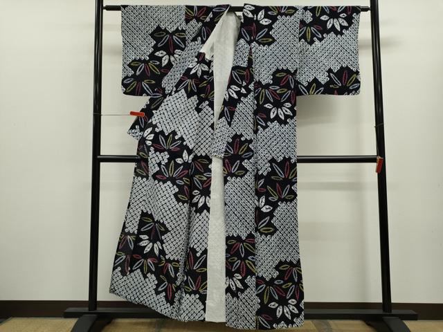 平和屋着物∴夏物　浴衣　有松鳴海絞り　笹　蜘蛛絞り　綿　逸品　CABL8014ze