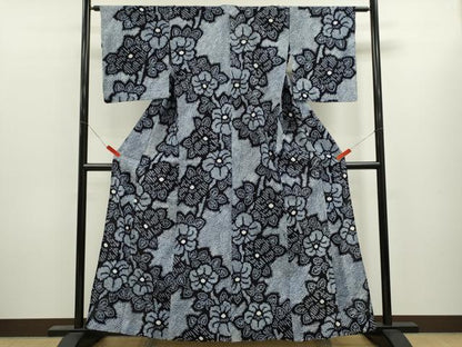 平和屋着物∴夏物　浴衣　有松鳴海絞り　草花文　松坂屋扱い　綿　逸品　CABL8015ze