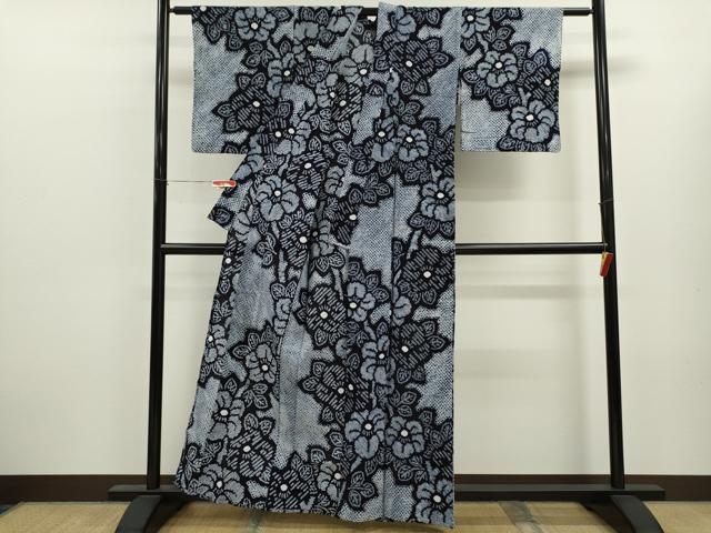 平和屋着物∴夏物　浴衣　有松鳴海絞り　草花文　松坂屋扱い　綿　逸品　CABL8015ze