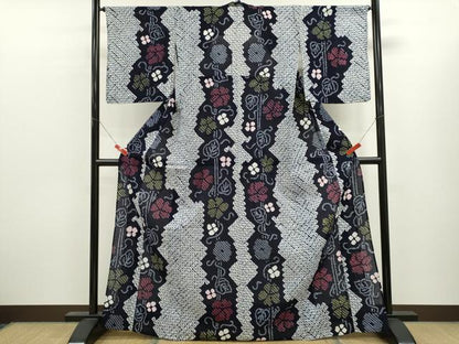 平和屋着物∴夏物　浴衣　有松鳴海絞り　花唐草文　綿　逸品　CABL8016ze