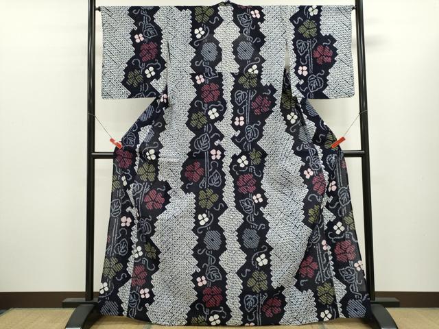 平和屋着物∴夏物　浴衣　有松鳴海絞り　花唐草文　綿　逸品　CABL8016ze