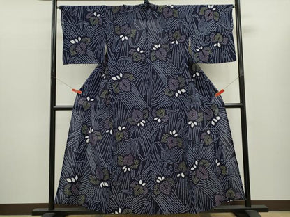 平和屋着物∴夏物　浴衣　有松鳴海絞り　燕子花　綿　逸品　CABL8017ze