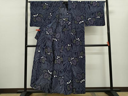平和屋着物∴夏物　浴衣　有松鳴海絞り　燕子花　綿　逸品　CABL8017ze