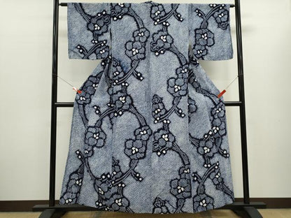 平和屋着物∴夏物　浴衣　有松鳴海絞り　枝花文　綿　逸品　CABL8018ze