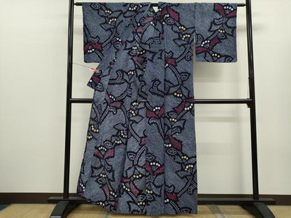 平和屋着物∴夏物　浴衣　有松鳴海絞り　枝花文　綿　逸品　CABL8019ze