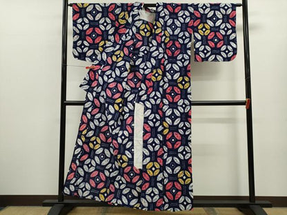 平和屋着物∴夏物　浴衣　有松鳴海絞り　蜘蛛絞り　丸文　綿　逸品　未使用　CABL8020ze