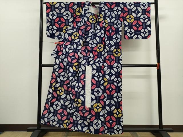 平和屋着物∴夏物　浴衣　有松鳴海絞り　蜘蛛絞り　丸文　綿　逸品　未使用　CABL8020ze