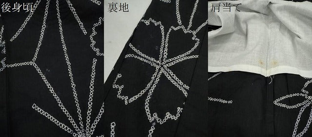 平和屋着物∴夏物　浴衣　有松鳴海絞り　撫子　黒地　綿　逸品　CABL8023ze