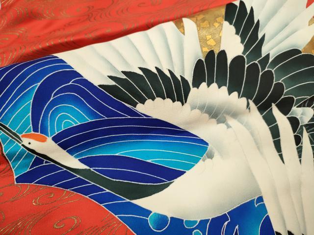 平和屋本店●色打掛　お引きずり　和装　婚礼　結婚式　花嫁　神社挙式　地紙吉祥飛鶴文　金彩　逸品　CABL8065ze