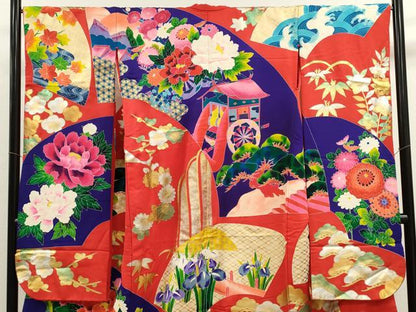平和屋本店●色打掛　お引きずり　和装　婚礼　結婚式　花嫁　神社挙式　松竹梅地紙御所車草花文　金銀彩　逸品　CABL8067ze