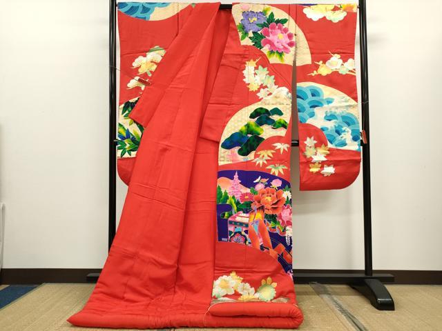 平和屋本店●色打掛　お引きずり　和装　婚礼　結婚式　花嫁　神社挙式　松竹梅地紙御所車草花文　金銀彩　逸品　CABL8067ze